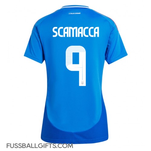 Italien Gianluca Scamacca #9 Fußballbekleidung Heimtrikot Damen EM 2024 Kurzarm